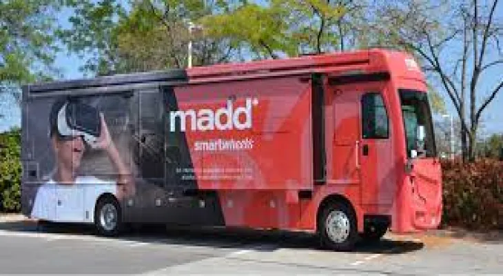 The MADD Canada bus provides a virtual reality experience of driving under the influence of alcohol to educate the residents of Regina