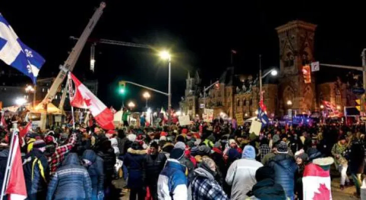 Escalation of protest movement against "COVID-19" restrictions in Canada, and the police pledged to end the "dangerous" and "illegal" demonstration.