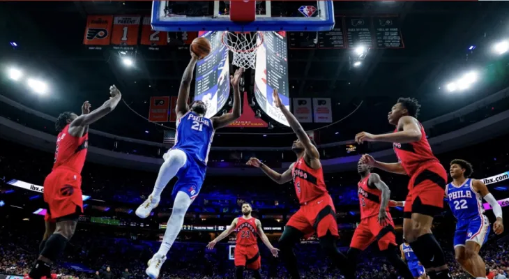 Philadelphia 76ers team victory over Toronto Raptors team