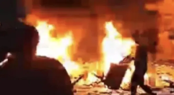 After storming it.. protesters set fire to the headquarters of the Libyan parliament
