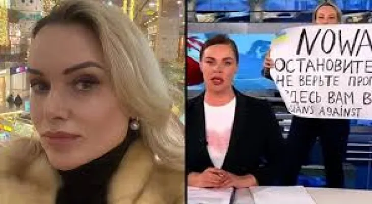 Arrest of a journalist by Russian authorities who interrupted a live television broadcast to denounce the war in Ukraine