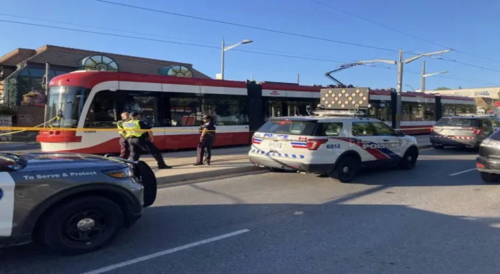Toronto: Serious injury to a man as a result of his collision with a tramcar