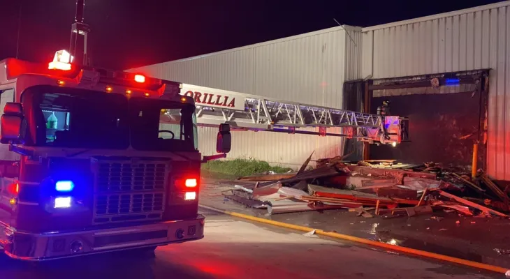 Firefighting crews battle a fire in Aurelia
