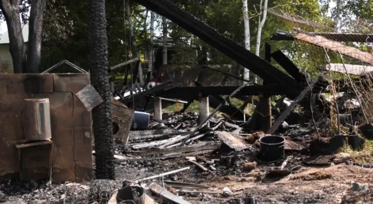 Someone was taken to the hospital after a fire at the Niern center.