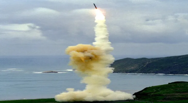 In the context of demonstrating its nuclear readiness... America tests an intercontinental ballistic missile
