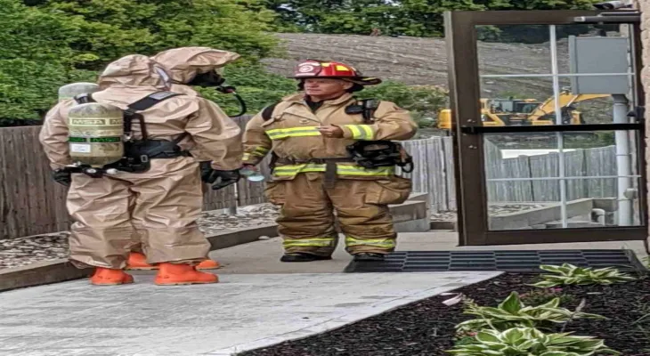 Three people were taken to the hospital after being exposed to chemicals in the swimming pool at the East End Hotel.