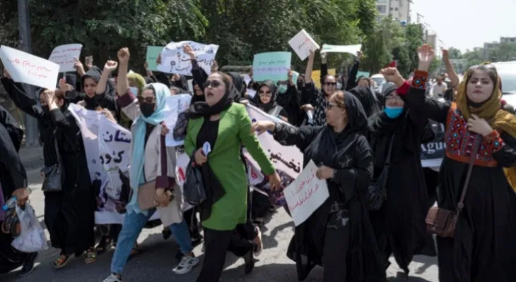 Dozens of Afghan female students protest against the Taliban's closure of their secondary schools in the east of the country