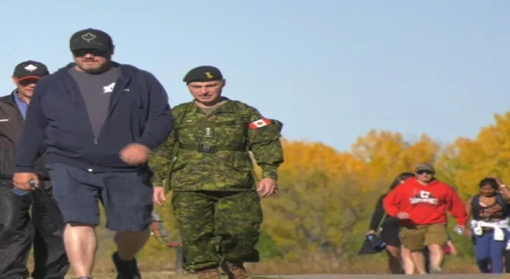 Calgary residents march to support veterans to raise awareness of mental health and economic challenges