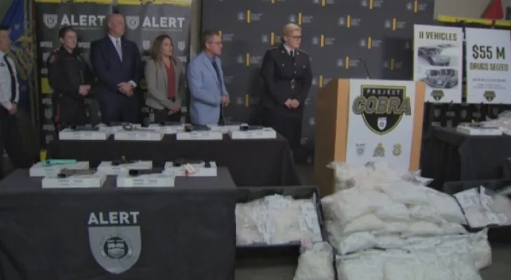 Alberta police seize over $55 million in drugs and an arsenal of weapons