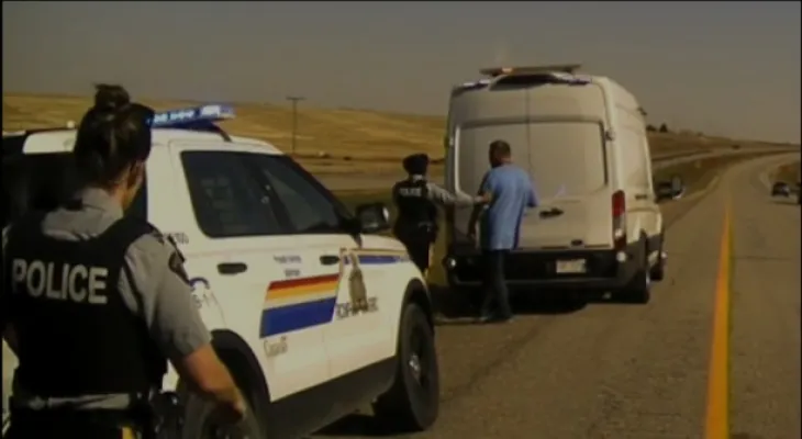 Arrest of a stolen truck driver and recovery outside Calgary