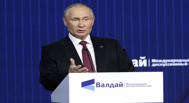 Putin accuses Western countries of playing a "dangerous, bloody, and dirty game" around the world, and Russia defends its right to exist.