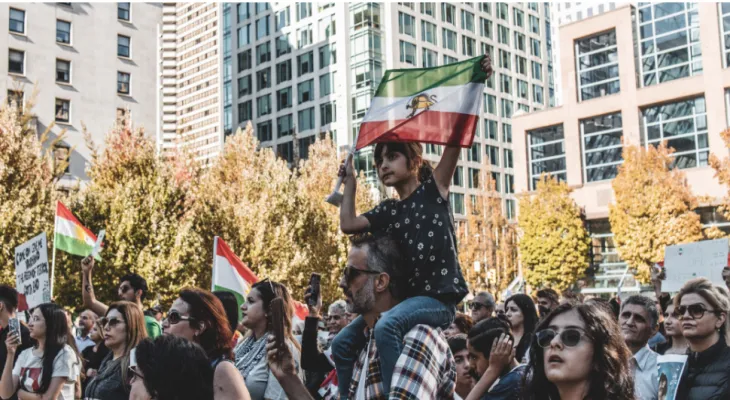 A series of human protests spread across Canadian cities in support of the Iranian revolution