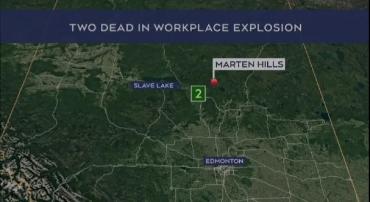 Death of two workers in an explosion at an oil and gas site in northern Alberta