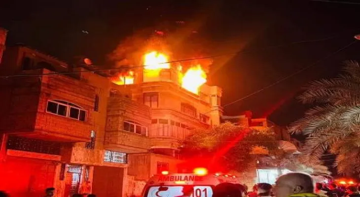 21 deaths in a massive fire in a residential building north of the Gaza Strip