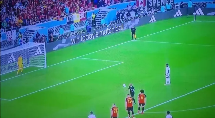 In an exciting match…. the Belgium national team leads the Canada national team by one goal to nil at the end of the first half