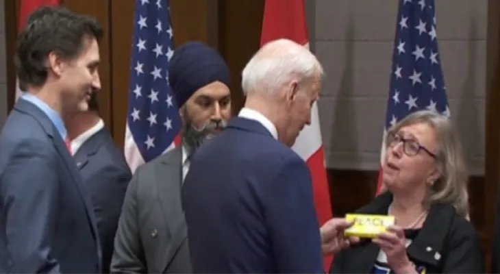 During his recent visit... A Canadian official gifted Biden chocolate made by a Syrian refugee family