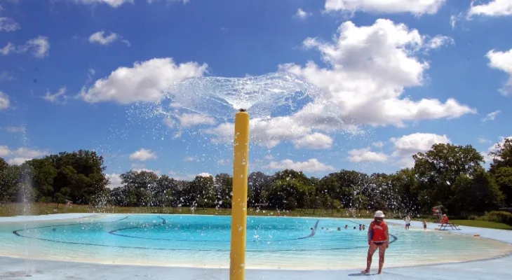 For two and a half dollars... The largest outdoor swimming pool in Canada opens its doors in Ontario