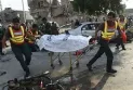 40 killed and 150 injured in a bomb blast at a political gathering in northwest Pakistan