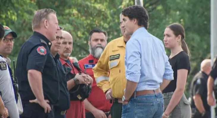 Justin Trudeau visits Okanagan following wildfires.