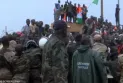Thousands of protesters in Niger participate in a demonstration in front of the French military base in Niger.