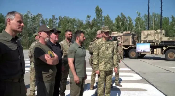 The Ukrainian president is present on the front line near Bakhmut in eastern Ukraine.