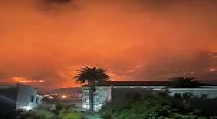 Re-ignition of forest fires and their reach to homes in Algeria.