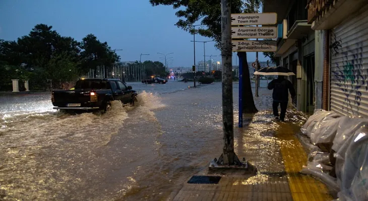 The waters flood the Greek city of Volos for the second time in September.