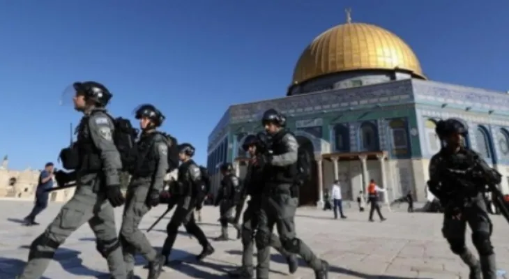 The occupation forces storm the Qibli mosque at Al-Aqsa Mosque...