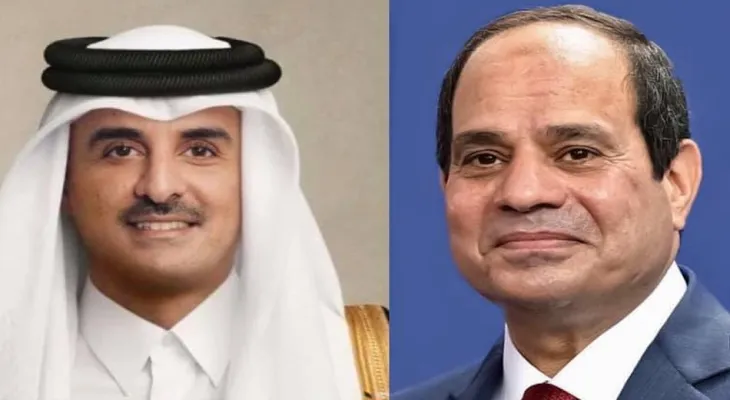 The Egyptian president and the Emir of Qatar discuss by phone the military escalation on the Palestinian-Israeli scene.
