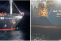 Collision of a grain ship with a cargo ship off the Turkish coasts...
