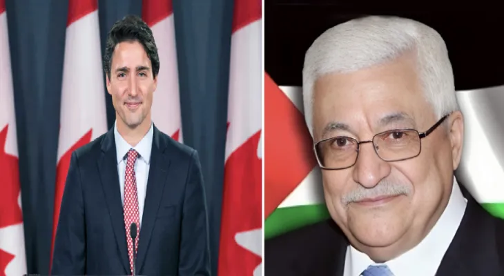 In a phone call between them ..... Mahmoud Abbas asks Trudeau the necessity of protecting the Palestinian community in Canada.