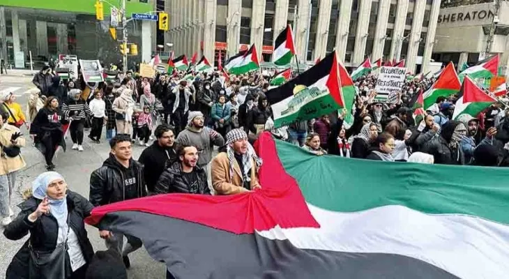 Protests sweep through Canadian cities in rejection of the Israeli aggression on Gaza.