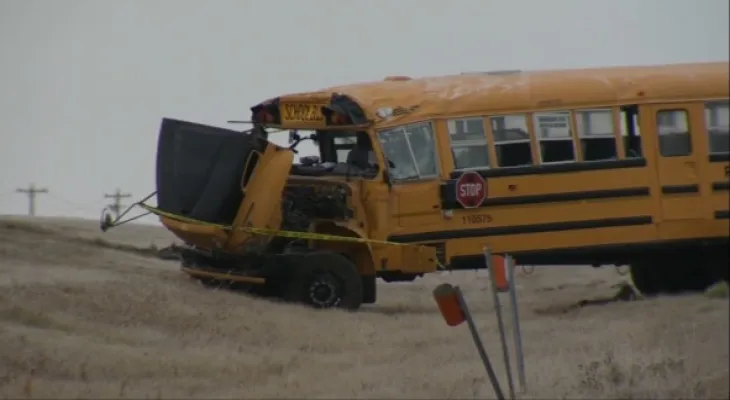 Five children and one adult were taken to the hospital following a collision with a school bus north of Calgary.