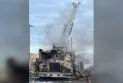 Fires engulf a "fire truck" worth one million dollars during a fire at a housing complex under construction in Fawgan