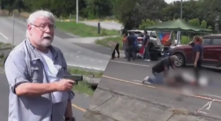 An American lawyer kills environmental activists in front of cameras who closed a road...