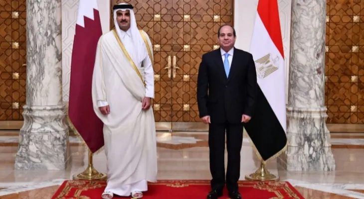 Abdel Fattah el-Sisi and the Emir of Qatar announce their rejection of the displacement of Palestinians...