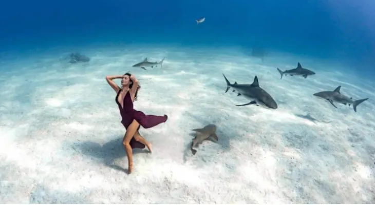A businesswoman from Montreal enters the Guinness World Records with a photoshoot at a depth of 40 meters under the sea surface