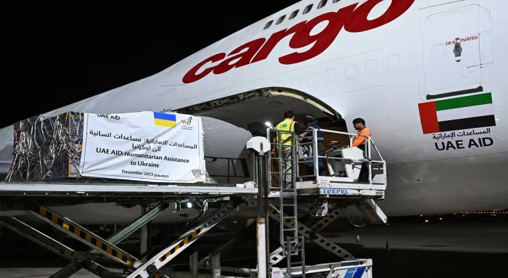 The UAE sends a plane loaded with 1,640 home power generators to assist Ukrainian civilians