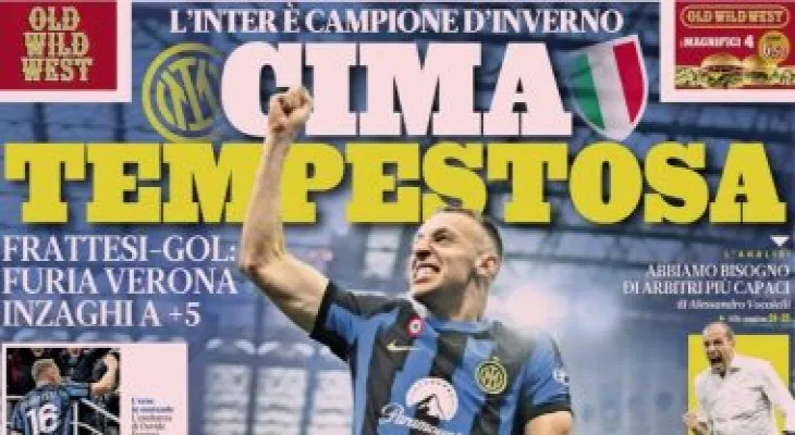 Inter Milan tops the headlines of Italian newspapers after winning the Winter Champion title