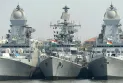 The Indian Navy deploys warships to deter pirates in the Arabian Sea and the Gulf of Aden