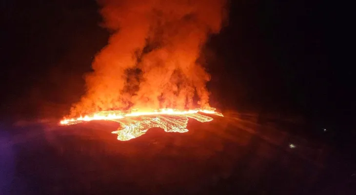 For the second time in a month... eruption of a volcano in southwest Iceland and evacuation of nearby communities due to lava flow