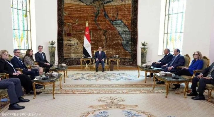 The Egyptian President and the US Secretary of State discuss efforts to ceasefire in Gaza