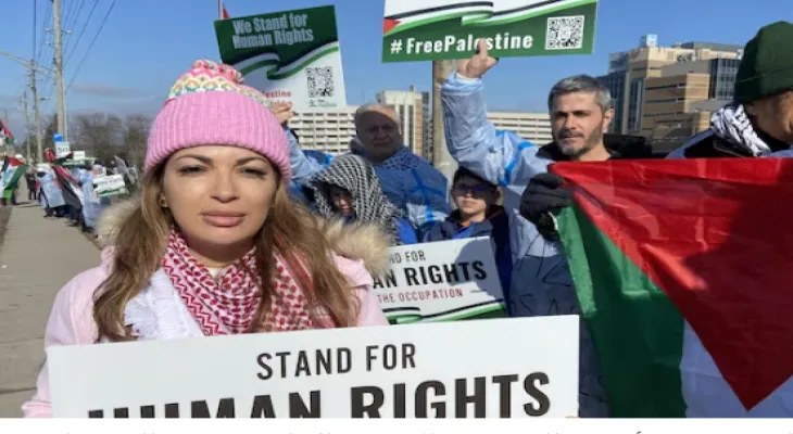 Human chain in London, Ontario to support Palestinians of Gaza