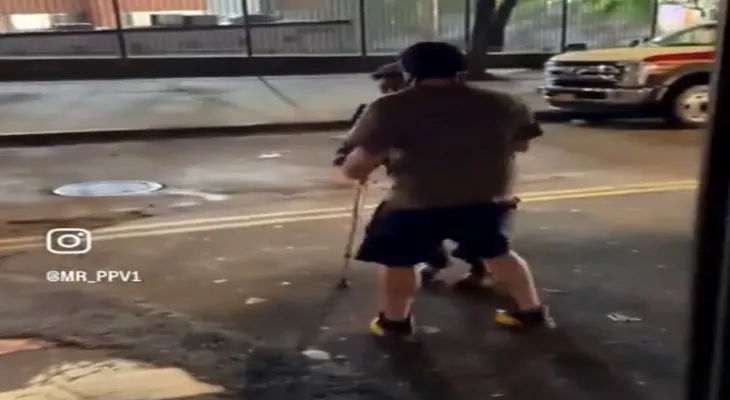 American anger over videos of a young man assaulting passersby.. He knocked down a blind man and another walking on crutches