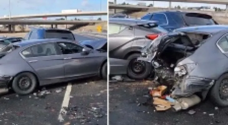 Collision of 17 vehicles in separate accidents on Highway 401 in Toronto