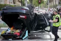 The Israeli Minister of National Security's car overturned after running a red light and he sustained minor injuries.