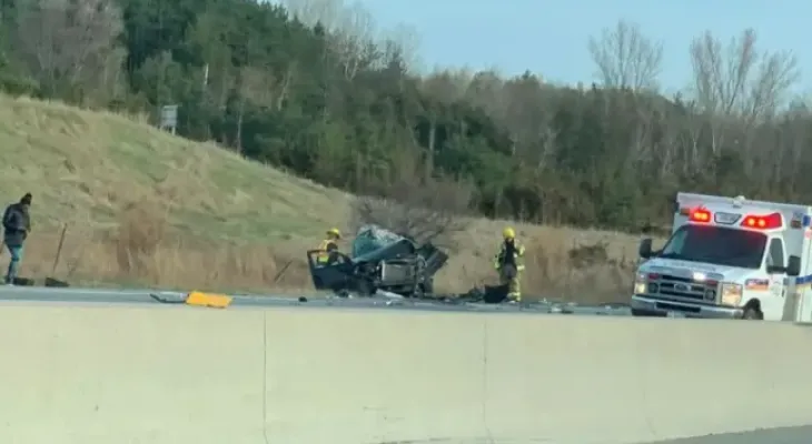 Injury of a person as a result of a collision involving six cars on Ontario Road