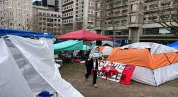 McGill University students hold an open-ended pro-Palestinian camp.