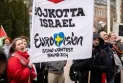 Pro-Palestinian demonstrators protest Israel's participation in the 'Eurovision' contest.