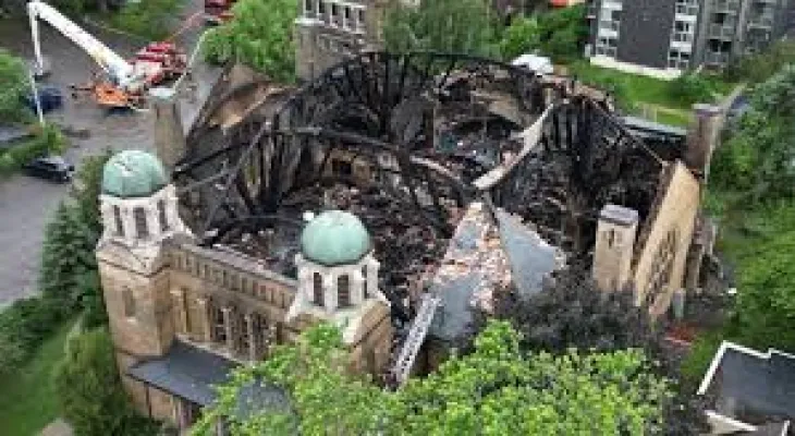 "Irreplaceable losses"... flames consume the historic Canadian church in the west end of Toronto.